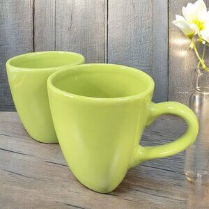 Buffalo China Lime Rickey Green Stoneware Ceramic Coffee Mug Cup Set 2 Oneida